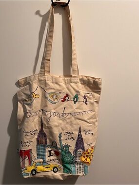 NYC New York Graphic Canvas Tote Bag Statue of Liberty Taxi Empire State Cute